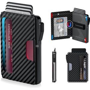 Wallet for Men - Slim Leather Mens Wallet Pop up Card Holder with Money Clip